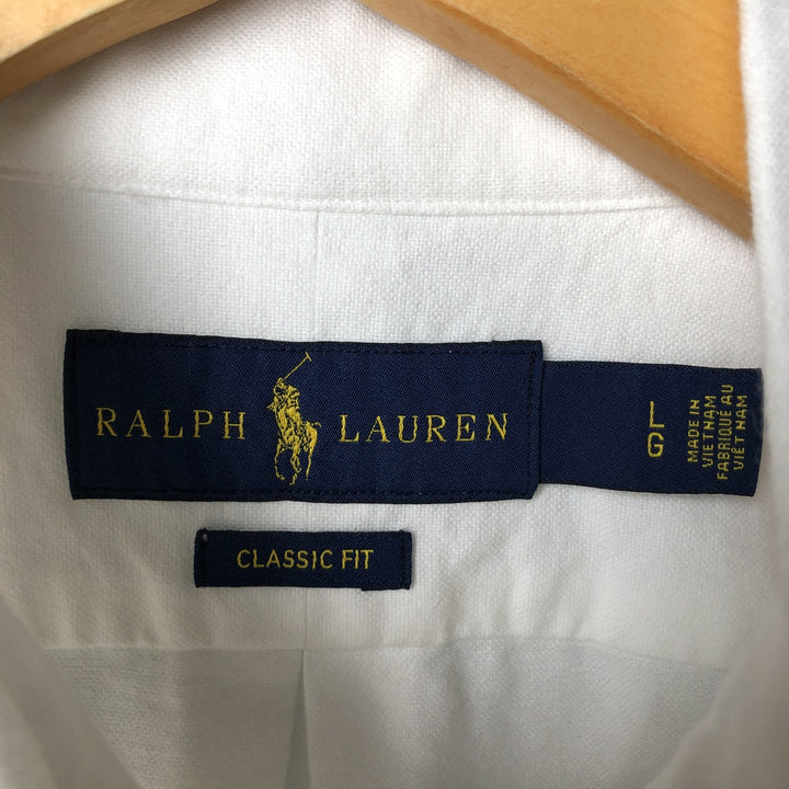 Ralph Lauren Classic Fit Long Sleeve Button Down Shirt, Men's Size L cotton white type Vintage Second Hand
