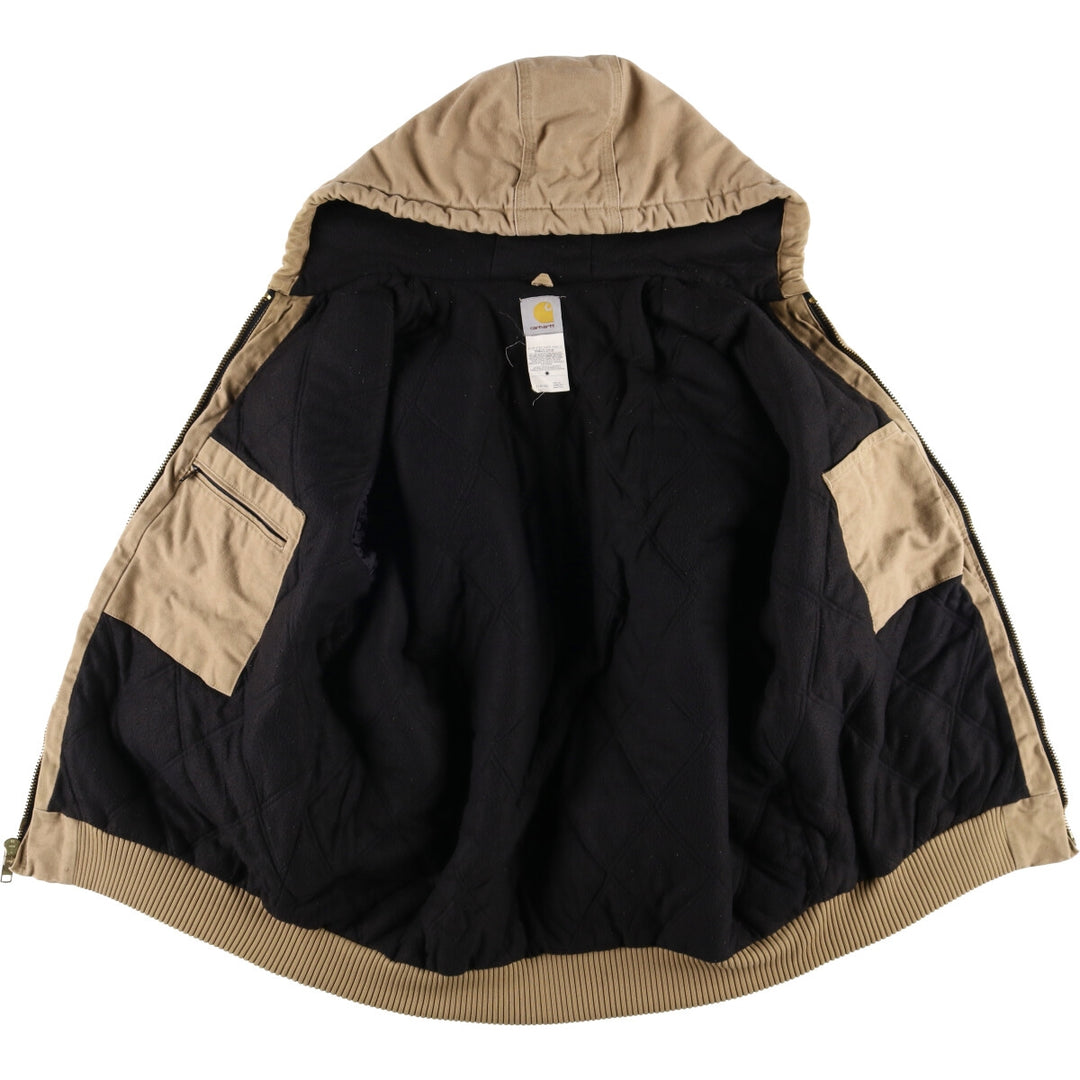 00'S Carhartt Active Jacket, Padded Duck Full Zip Hoodie, Men's Size L cotton Beige type Vintage Second Hand