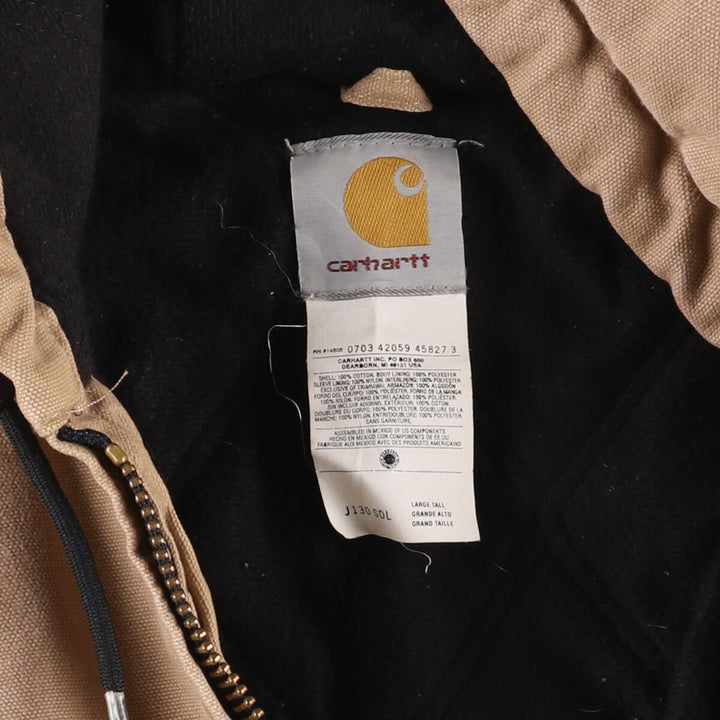00'S Carhartt Active Jacket, Padded Duck Full Zip Hoodie, Men's Size L cotton Beige type Vintage Second Hand
