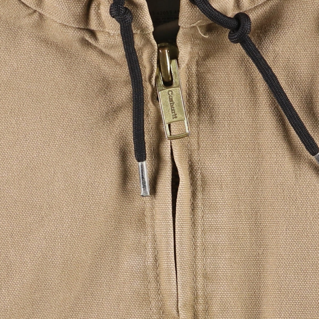 00'S Carhartt Active Jacket, Padded Duck Full Zip Hoodie, Men's Size L cotton Beige type Vintage Second Hand