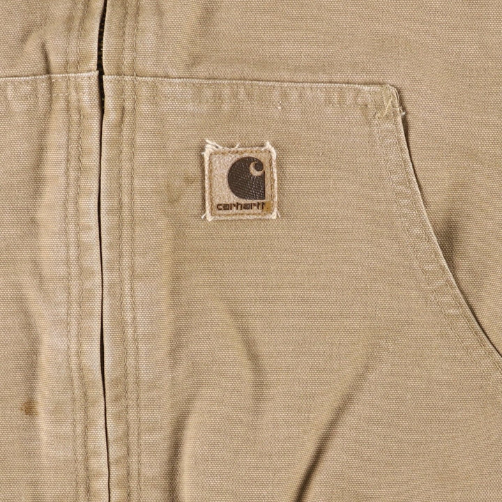 00'S Carhartt Active Jacket, Padded Duck Full Zip Hoodie, Men's Size L cotton Beige type Vintage Second Hand