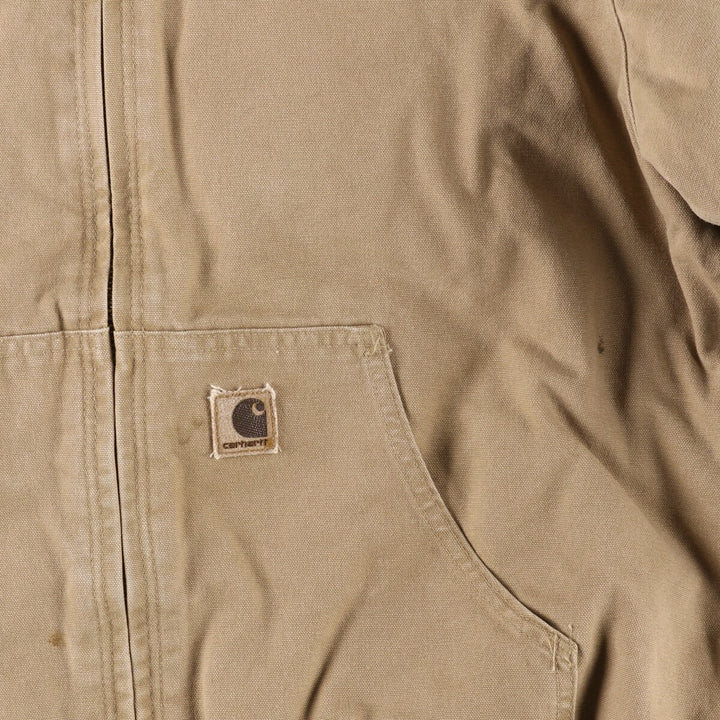 00'S Carhartt Active Jacket, Padded Duck Full Zip Hoodie, Men's Size L cotton Beige type Vintage Second Hand