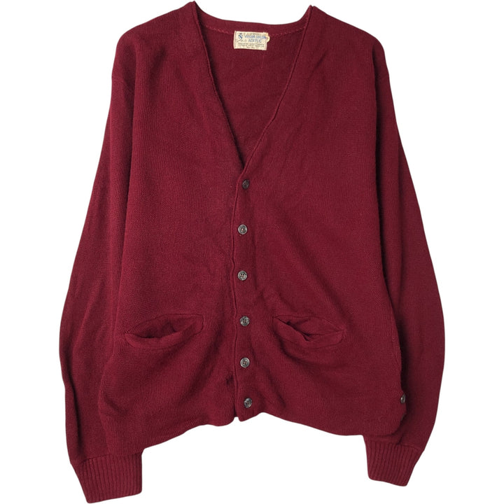 Vintage 70'S acrylic knit cardigan, men's size M acrylic wine-red Vintage Second Hand