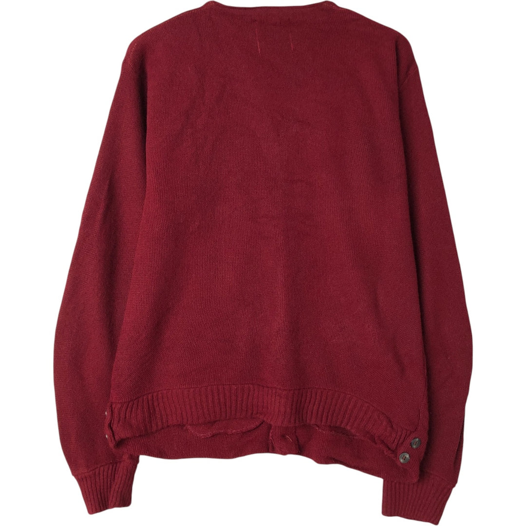 Vintage 70'S acrylic knit cardigan, men's size M acrylic wine-red Vintage Second Hand