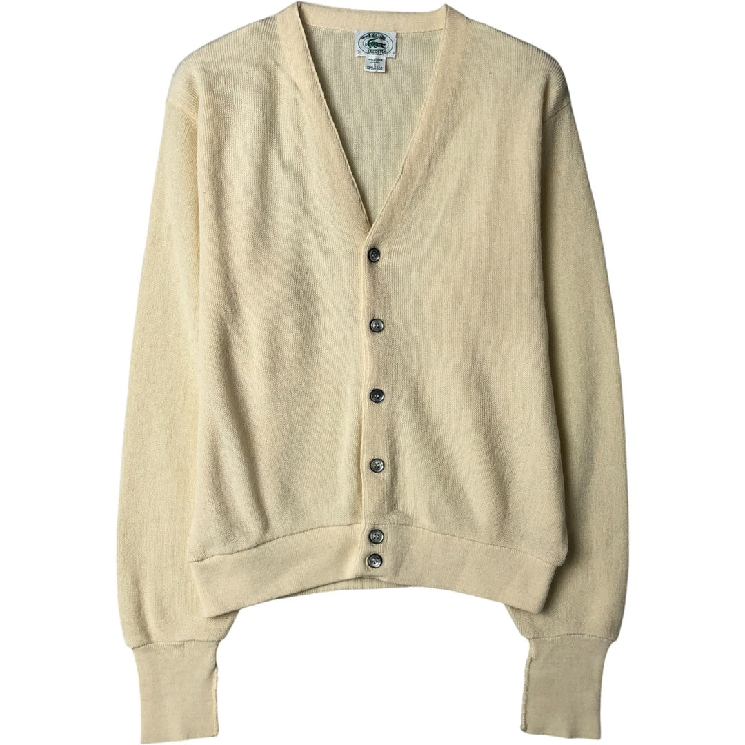 Vintage 1980s-1990'S IZOD acrylic knit cardigan, made in the USA, size S, men's acrylic ivory Vintage Second Hand