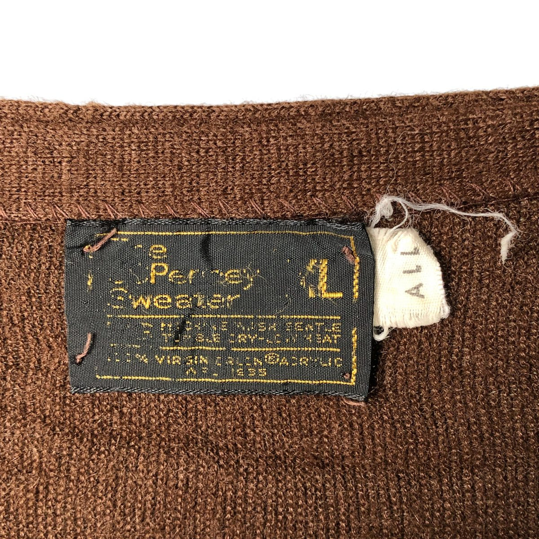 Vintage 70s-80'S JCPenney acrylic knit cardigan, men's size XL acrylic brown type Vintage Second Hand