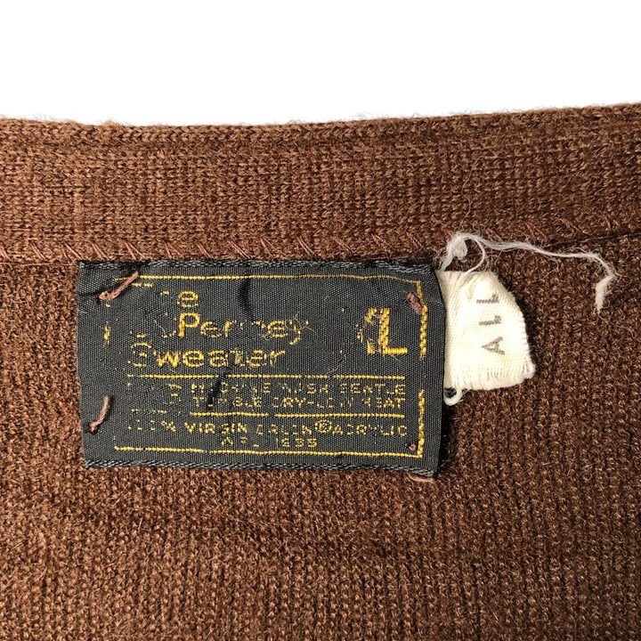 Vintage 70s-80'S JCPenney acrylic knit cardigan, men's size XL acrylic brown type Vintage Second Hand
