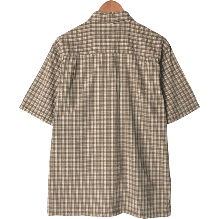 St. Johns Bay Seersucker Short Sleeve Cotton Check Shirt, Box Shirt, Men's Size Small cotton Beige type Vintage Second Hand