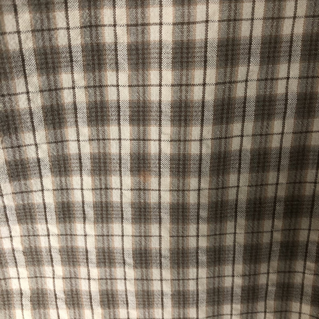 St. Johns Bay Seersucker Short Sleeve Cotton Check Shirt, Box Shirt, Men's Size Small cotton Beige type Vintage Second Hand
