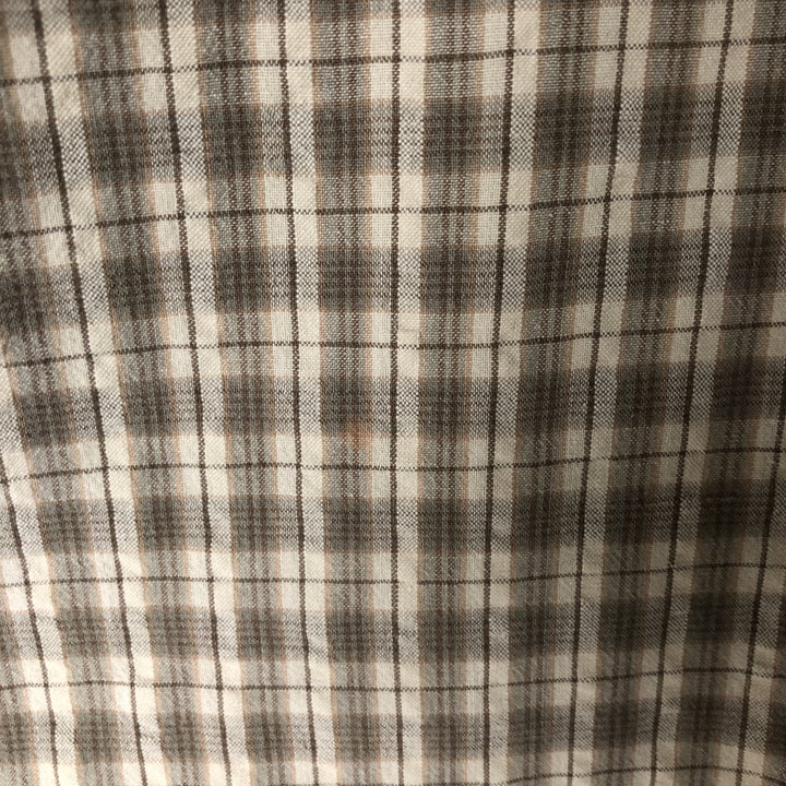 St. Johns Bay Seersucker Short Sleeve Cotton Check Shirt, Box Shirt, Men's Size Small cotton Beige type Vintage Second Hand