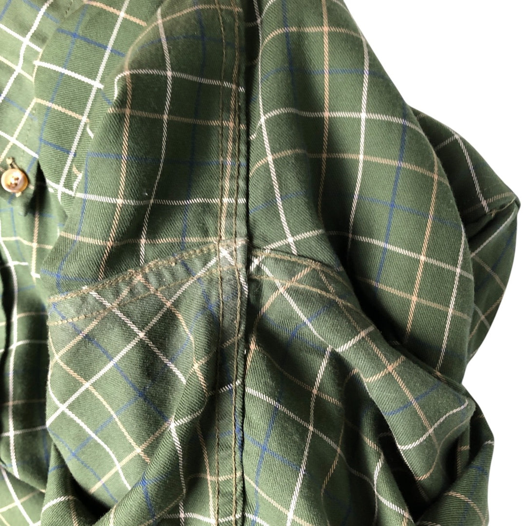 90s-00'S LLBean WRINKLE FREE TRADITIONAL FIT Short Sleeve Button-Down Check Shirt, Men's Size Medium cotton Green type dark green Vintage Second Hand