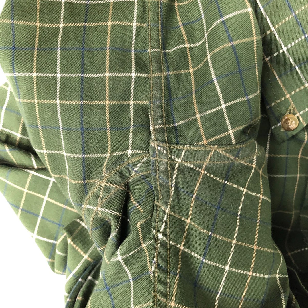 90s-00'S LLBean WRINKLE FREE TRADITIONAL FIT Short Sleeve Button-Down Check Shirt, Men's Size Medium cotton Green type dark green Vintage Second Hand