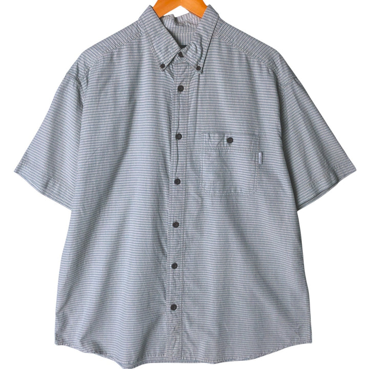 2000'S WOOLRICH Short Sleeve Button-Down Check Shirt, Men's Size L unclear green type Vintage Second Hand