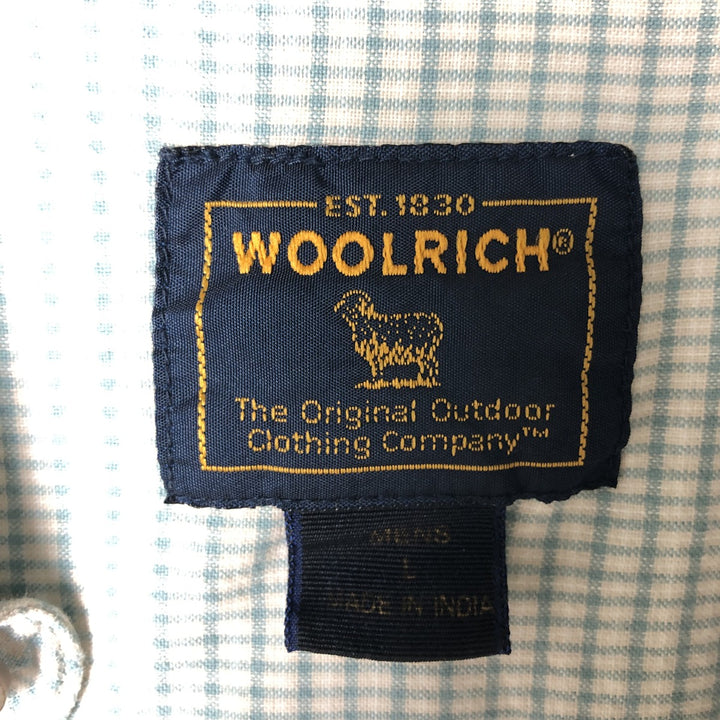 2000'S WOOLRICH Short Sleeve Button-Down Check Shirt, Men's Size L unclear green type Vintage Second Hand