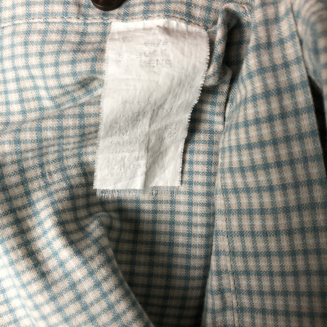 2000'S WOOLRICH Short Sleeve Button-Down Check Shirt, Men's Size L unclear green type Vintage Second Hand