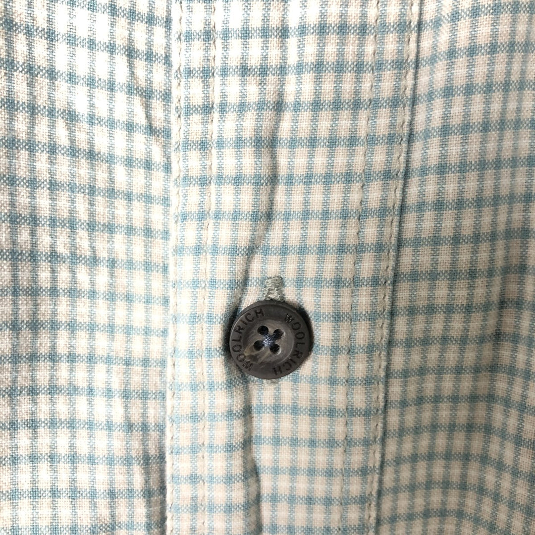 2000'S WOOLRICH Short Sleeve Button-Down Check Shirt, Men's Size L unclear green type Vintage Second Hand