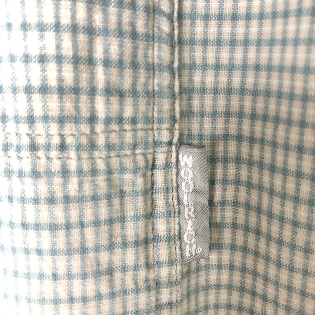 2000'S WOOLRICH Short Sleeve Button-Down Check Shirt, Men's Size L unclear green type Vintage Second Hand