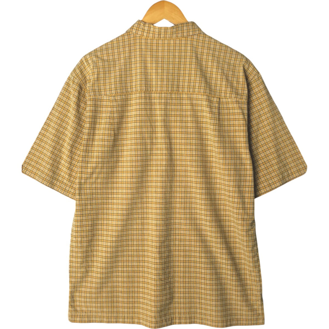 2000'S WOOLRICH Short Sleeve Cotton Check Shirt, Box Shirt, Men's Size M cotton yellow type Vintage Second Hand