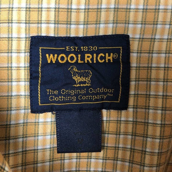 2000'S WOOLRICH Short Sleeve Cotton Check Shirt, Box Shirt, Men's Size M cotton yellow type Vintage Second Hand