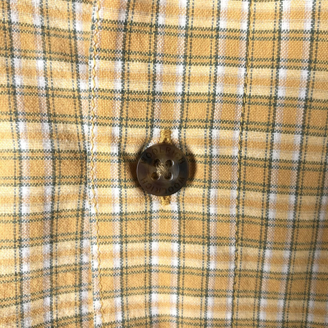 2000'S WOOLRICH Short Sleeve Cotton Check Shirt, Box Shirt, Men's Size M cotton yellow type Vintage Second Hand