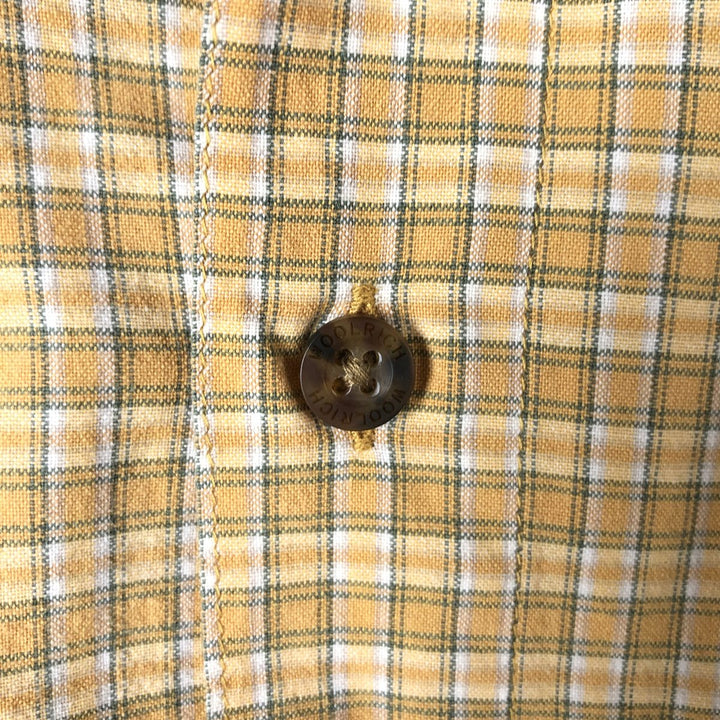 2000'S WOOLRICH Short Sleeve Cotton Check Shirt, Box Shirt, Men's Size M cotton yellow type Vintage Second Hand