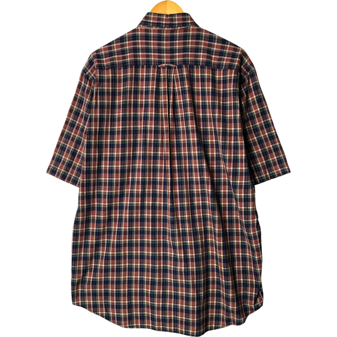 90'S NAUTICA short sleeve button down check shirt, men's size M, vintage cotton navy blue type Vintage Second Hand