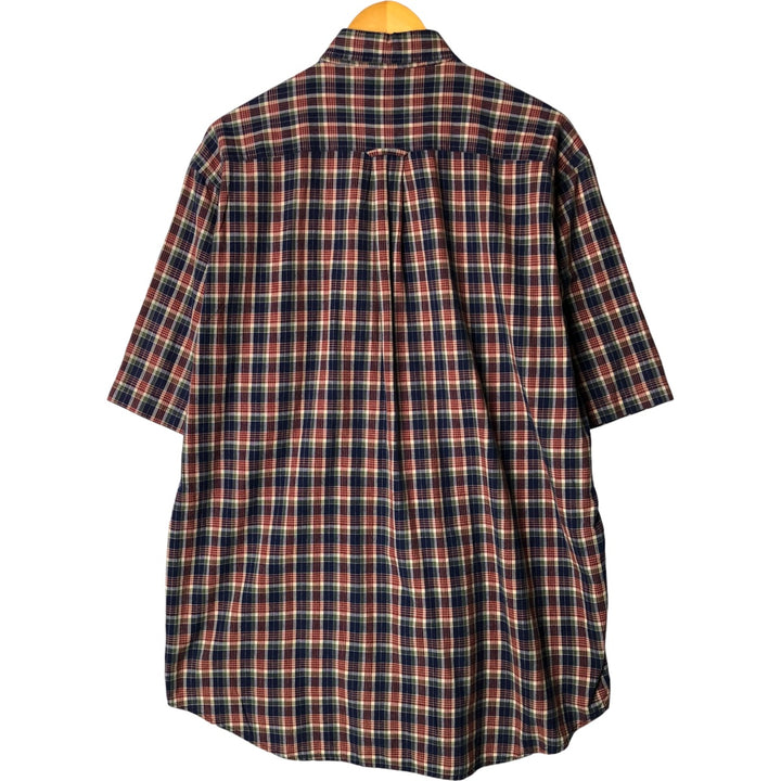 90'S NAUTICA short sleeve button down check shirt, men's size M, vintage cotton navy blue type Vintage Second Hand