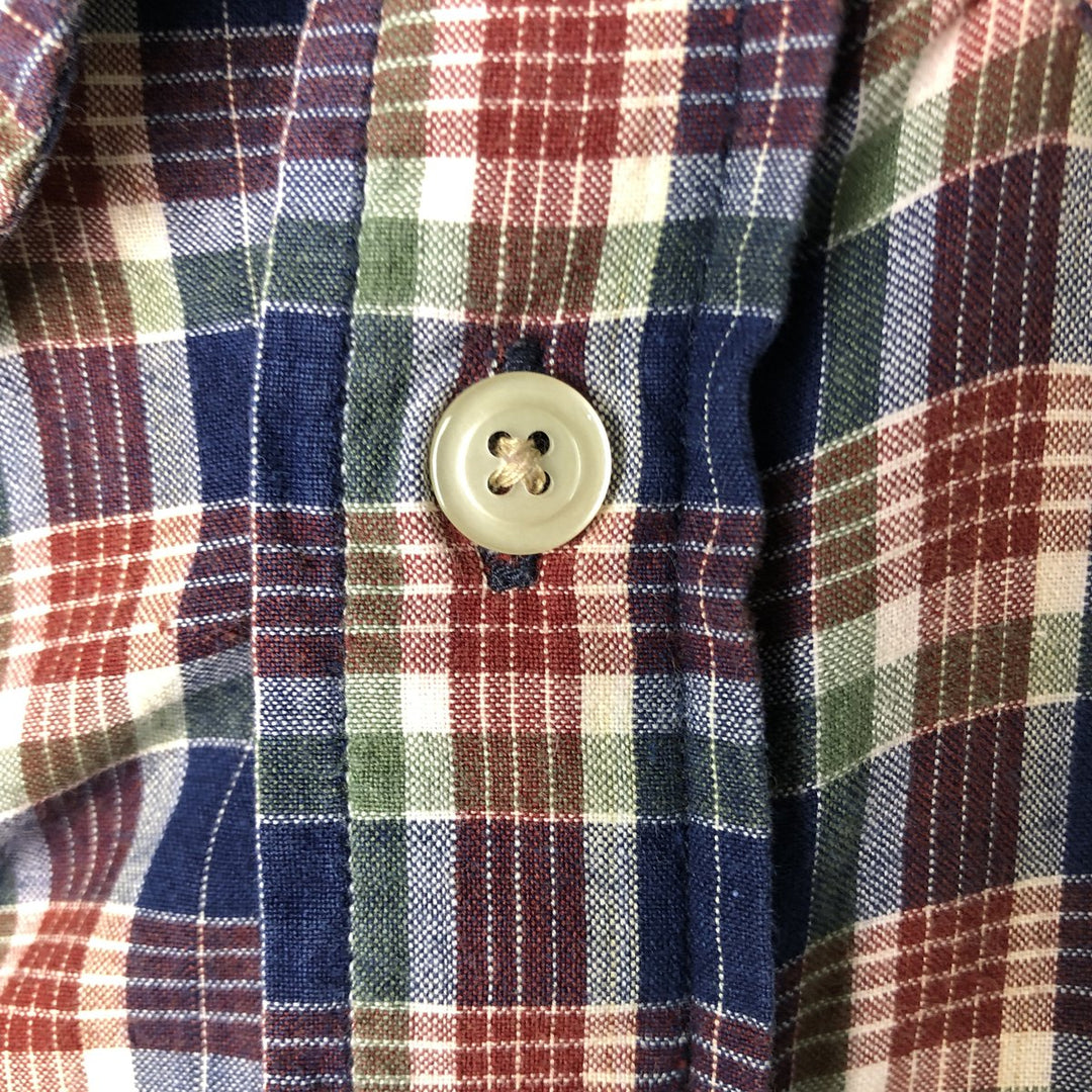 90'S NAUTICA short sleeve button down check shirt, men's size M, vintage cotton navy blue type Vintage Second Hand