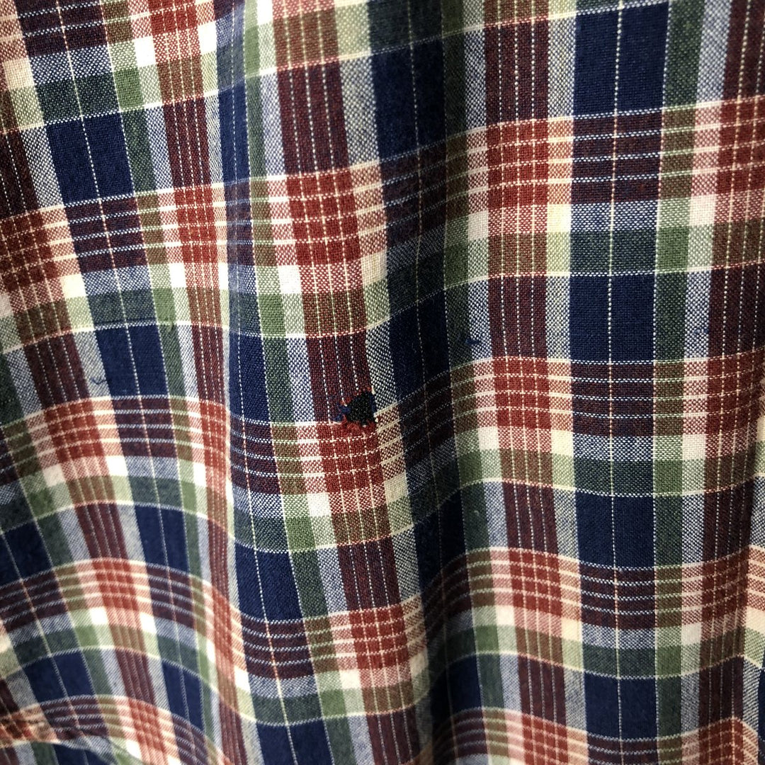 90'S NAUTICA short sleeve button down check shirt, men's size M, vintage cotton navy blue type Vintage Second Hand