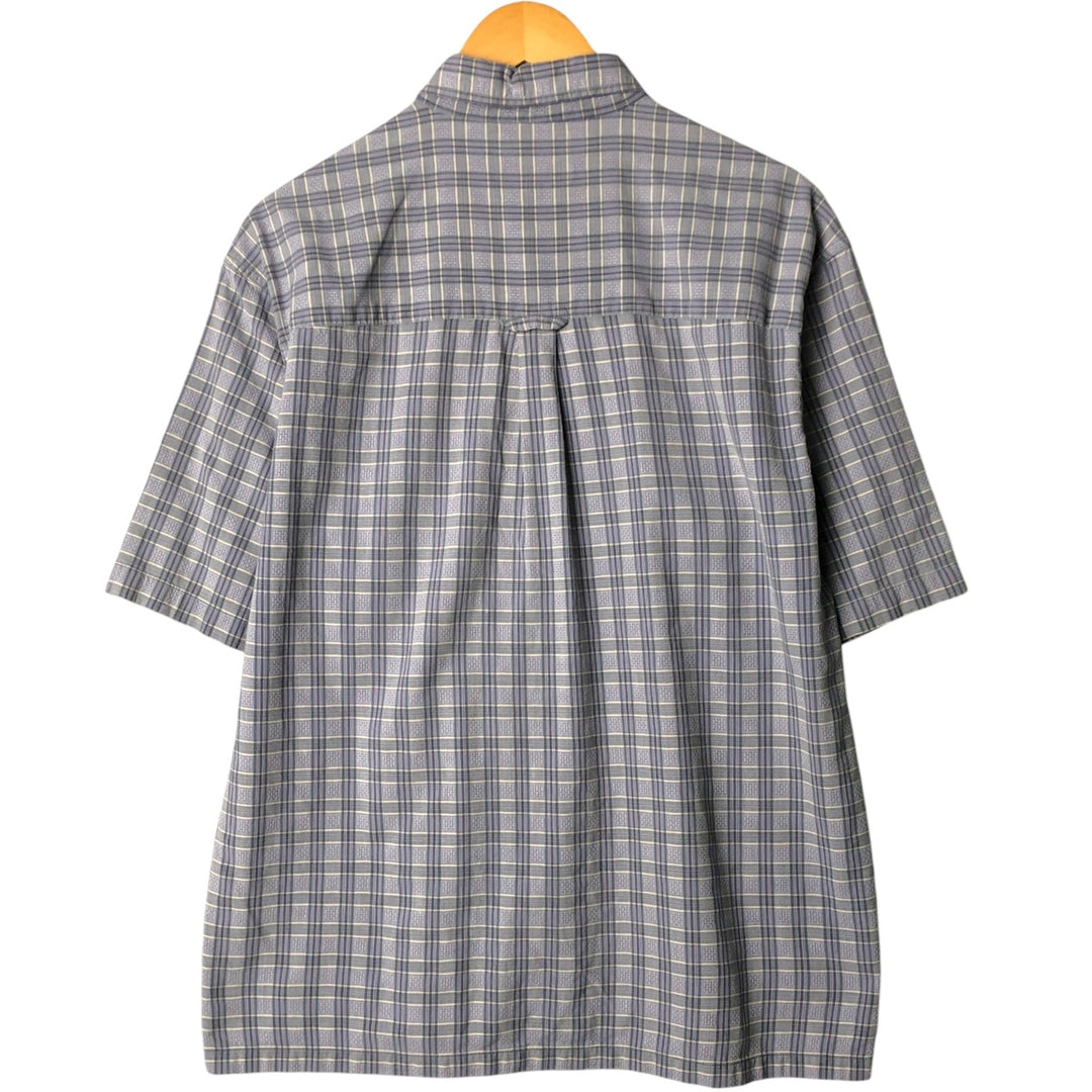 90s-00'S Vintage Columbia Short Sleeve Button-Down Check Shirt, Boxy, Men's Size Medium cotton Blue type light blue Vintage Second Hand