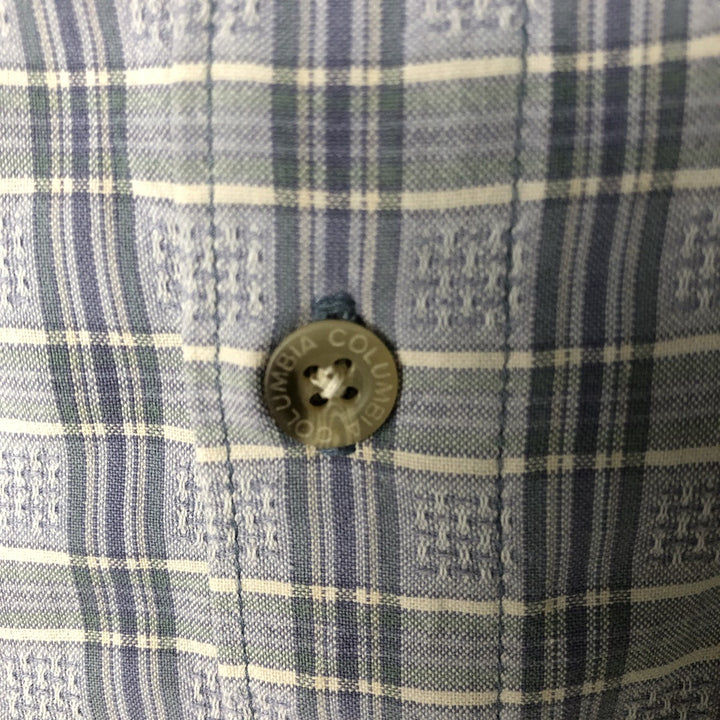90s-00'S Vintage Columbia Short Sleeve Button-Down Check Shirt, Boxy, Men's Size Medium cotton Blue type light blue Vintage Second Hand