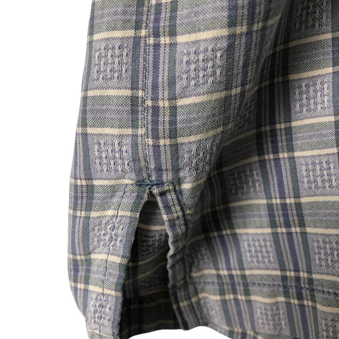 90s-00'S Vintage Columbia Short Sleeve Button-Down Check Shirt, Boxy, Men's Size Medium cotton Blue type light blue Vintage Second Hand