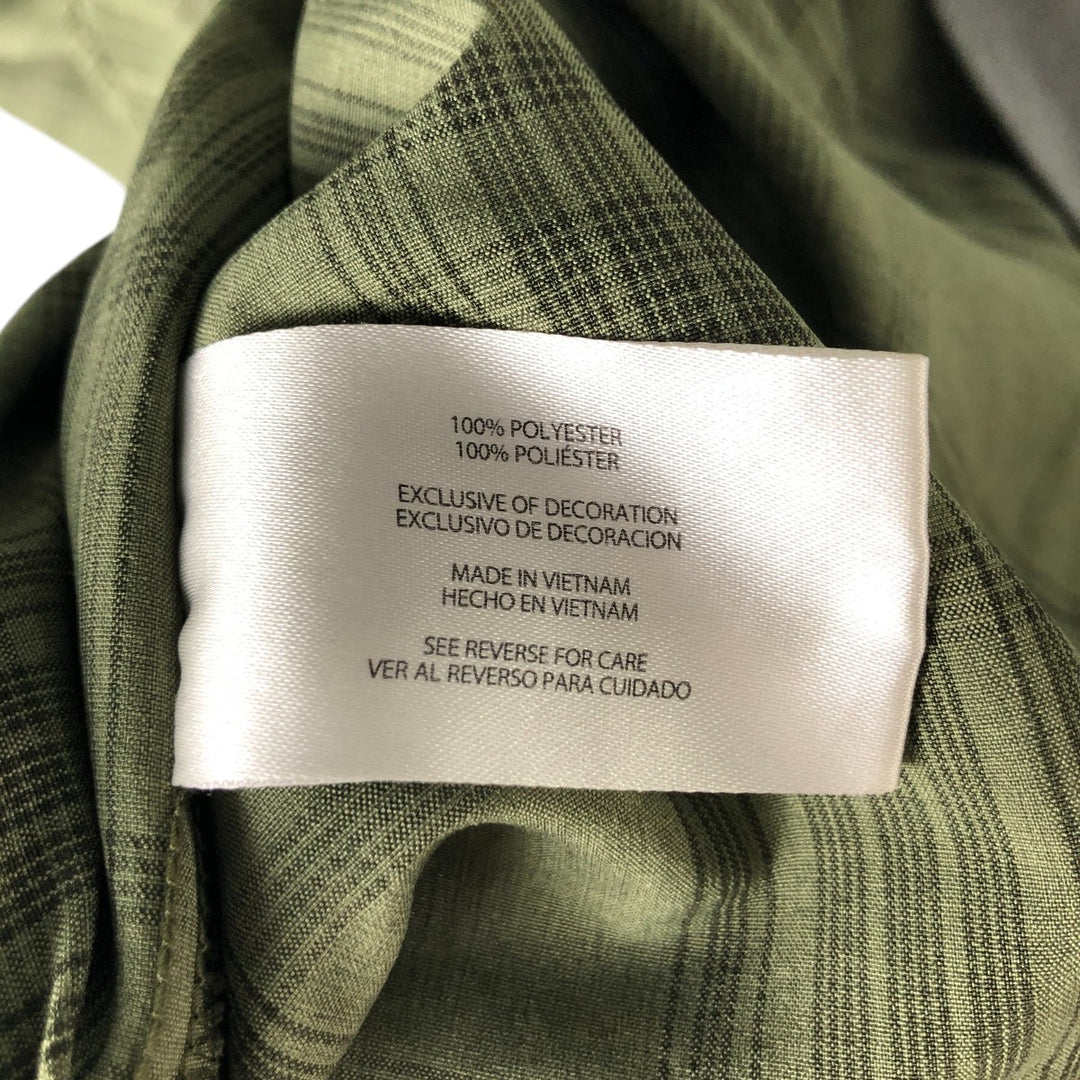 Orvis Check Pattern Short Sleeve Polyester Shirt, Men's Size XL polyester Khaki type Vintage Second Hand
