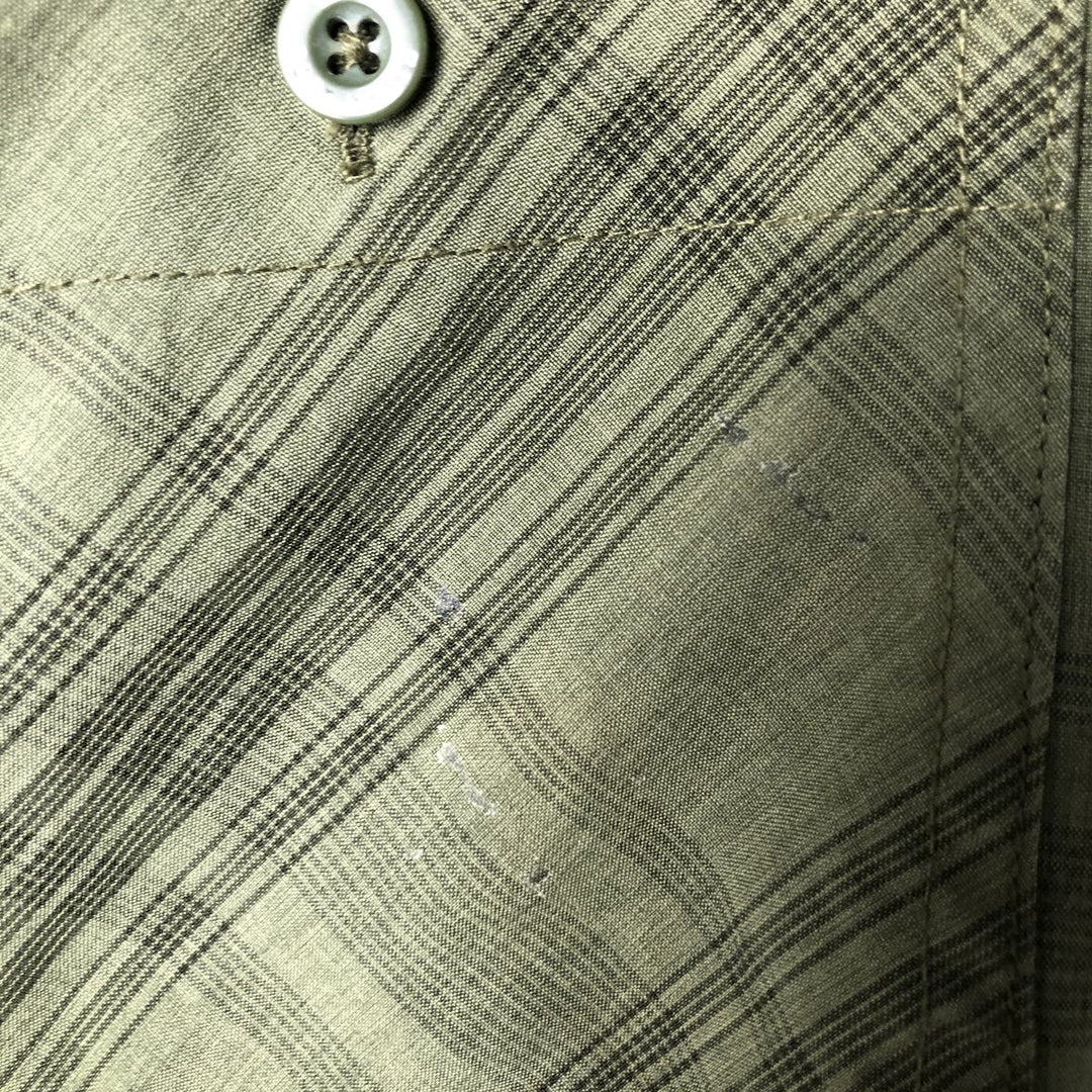 Orvis Check Pattern Short Sleeve Polyester Shirt, Men's Size XL polyester Khaki type Vintage Second Hand