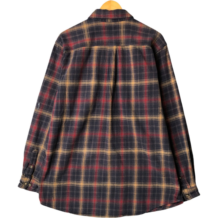 Carhartt Long Sleeve Flannel Check Shirt, Men's XL cotton navy blue type Vintage Second Hand