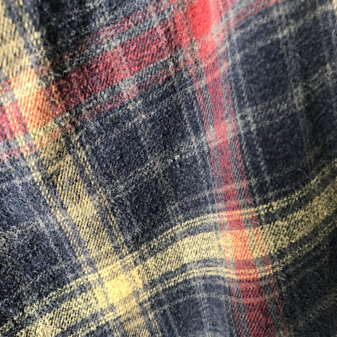 Carhartt Long Sleeve Flannel Check Shirt, Men's XL cotton navy blue type Vintage Second Hand