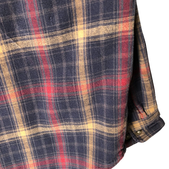 Carhartt Long Sleeve Flannel Check Shirt, Men's XL cotton navy blue type Vintage Second Hand
