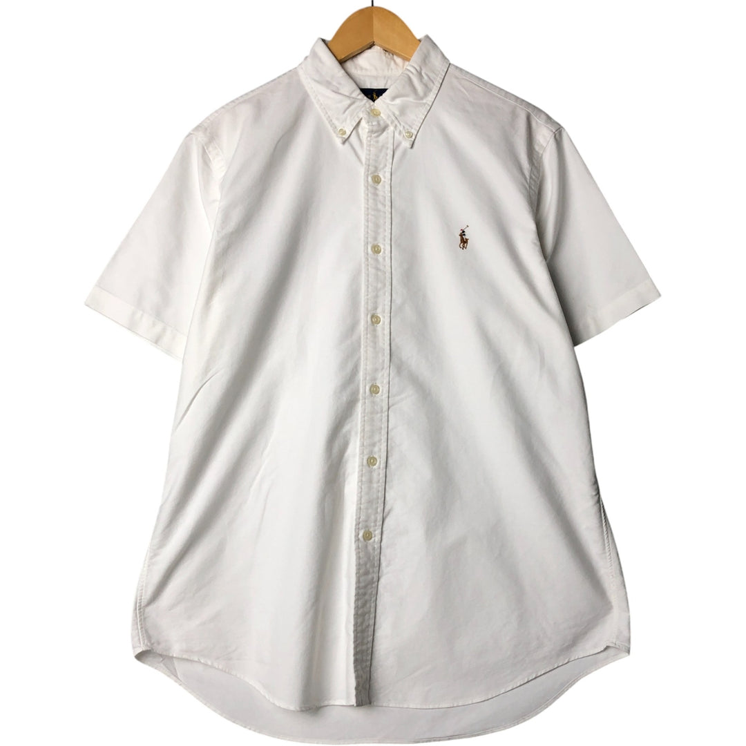 Ralph Lauren short sleeve button down shirt, men's size L cotton white type Vintage Second Hand