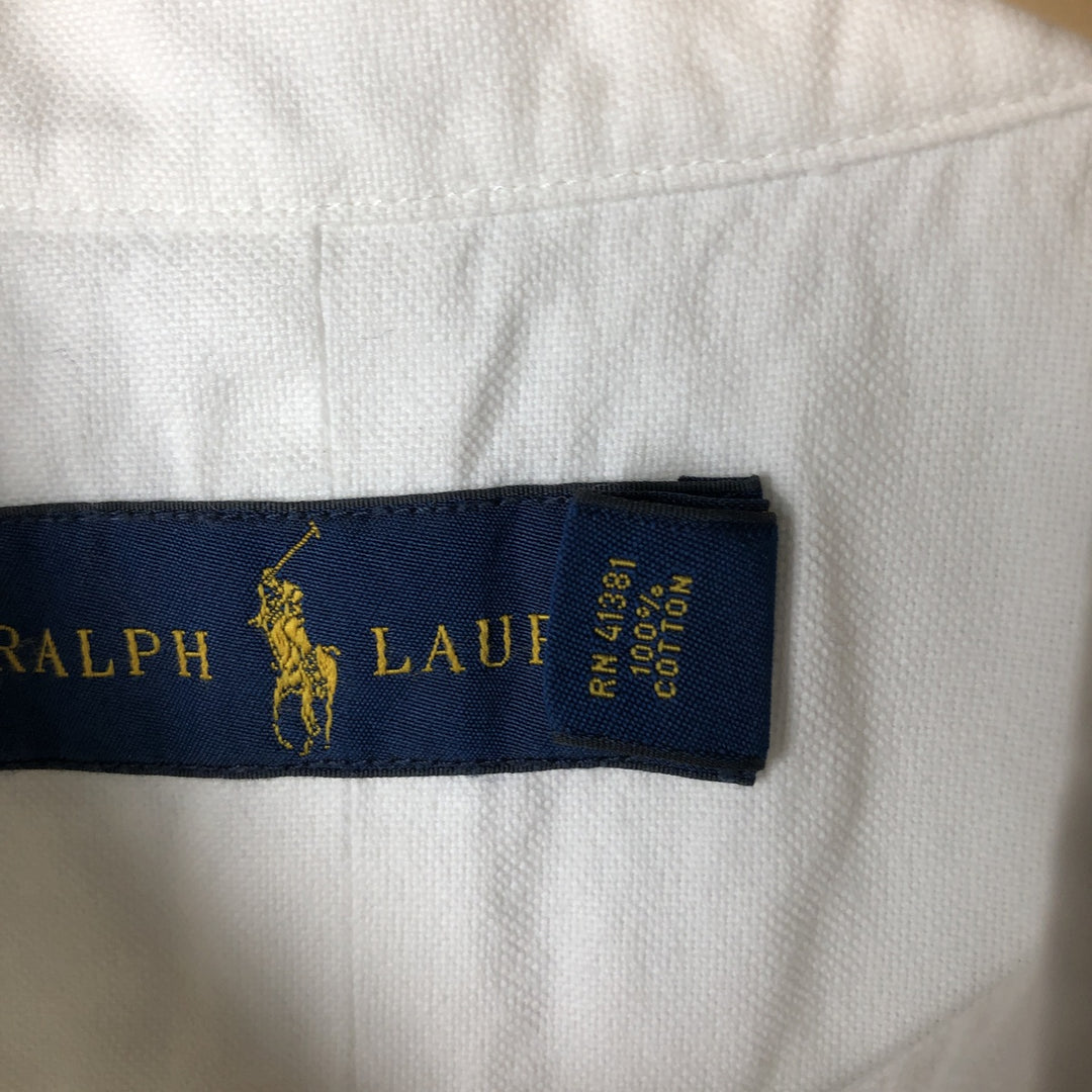 Ralph Lauren short sleeve button down shirt, men's size L cotton white type Vintage Second Hand