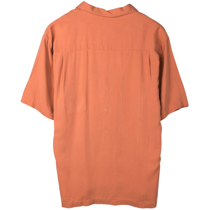 PUSSER'S WEST INDIES Open Collar Short Sleeve Two-Tone Box Shirt, Men's Size L silk orange type Vintage Second Hand