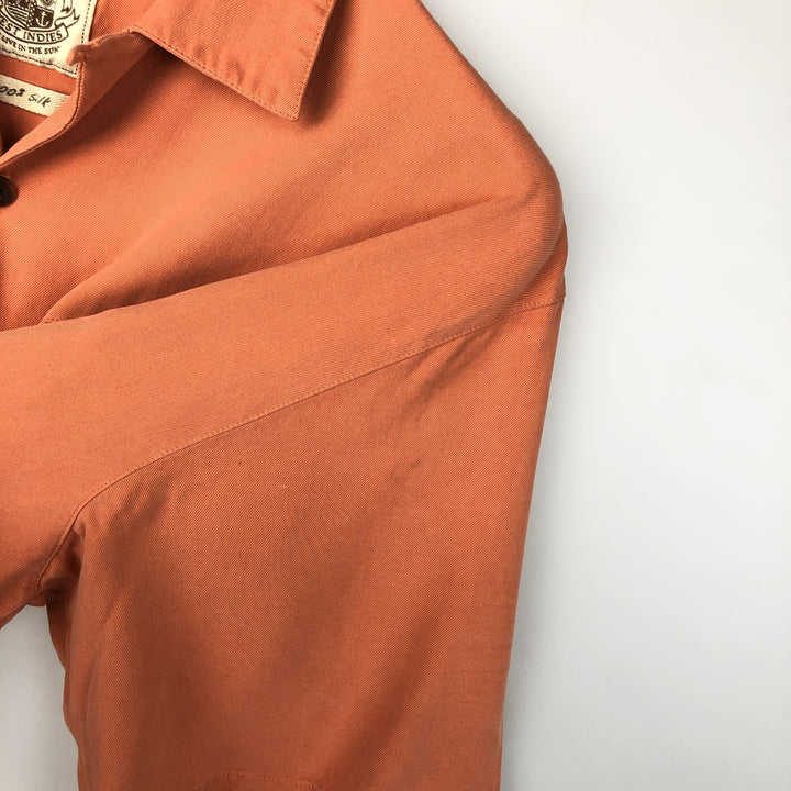 PUSSER'S WEST INDIES Open Collar Short Sleeve Two-Tone Box Shirt, Men's Size L silk orange type Vintage Second Hand