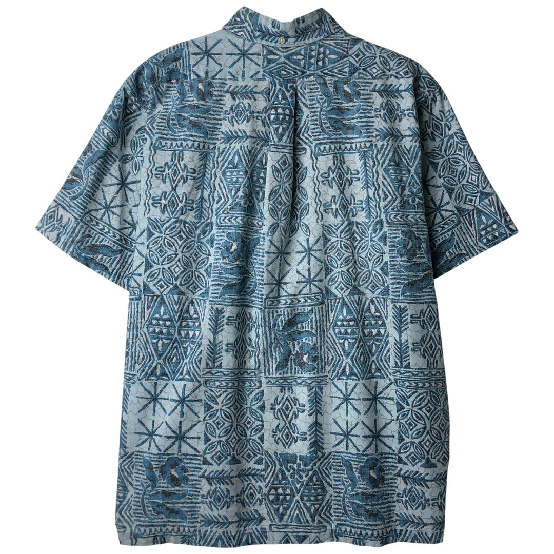 90'S Reyn Spooner Swimsuit Tag Print Half-Button Button-Down Aloha Shirt, Made in Hawaii, Men's Size L cotton Blue type light blue Vintage Second Hand