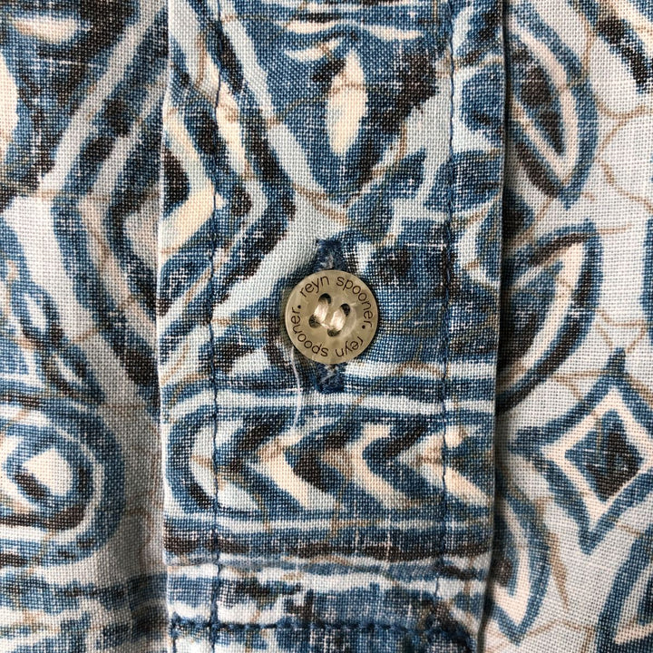 90'S Reyn Spooner Swimsuit Tag Print Half-Button Button-Down Aloha Shirt, Made in Hawaii, Men's Size L cotton Blue type light blue Vintage Second Hand