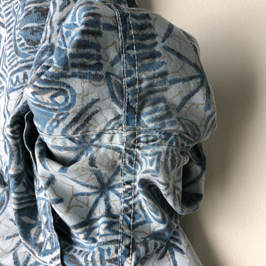 90'S Reyn Spooner Swimsuit Tag Print Half-Button Button-Down Aloha Shirt, Made in Hawaii, Men's Size L cotton Blue type light blue Vintage Second Hand