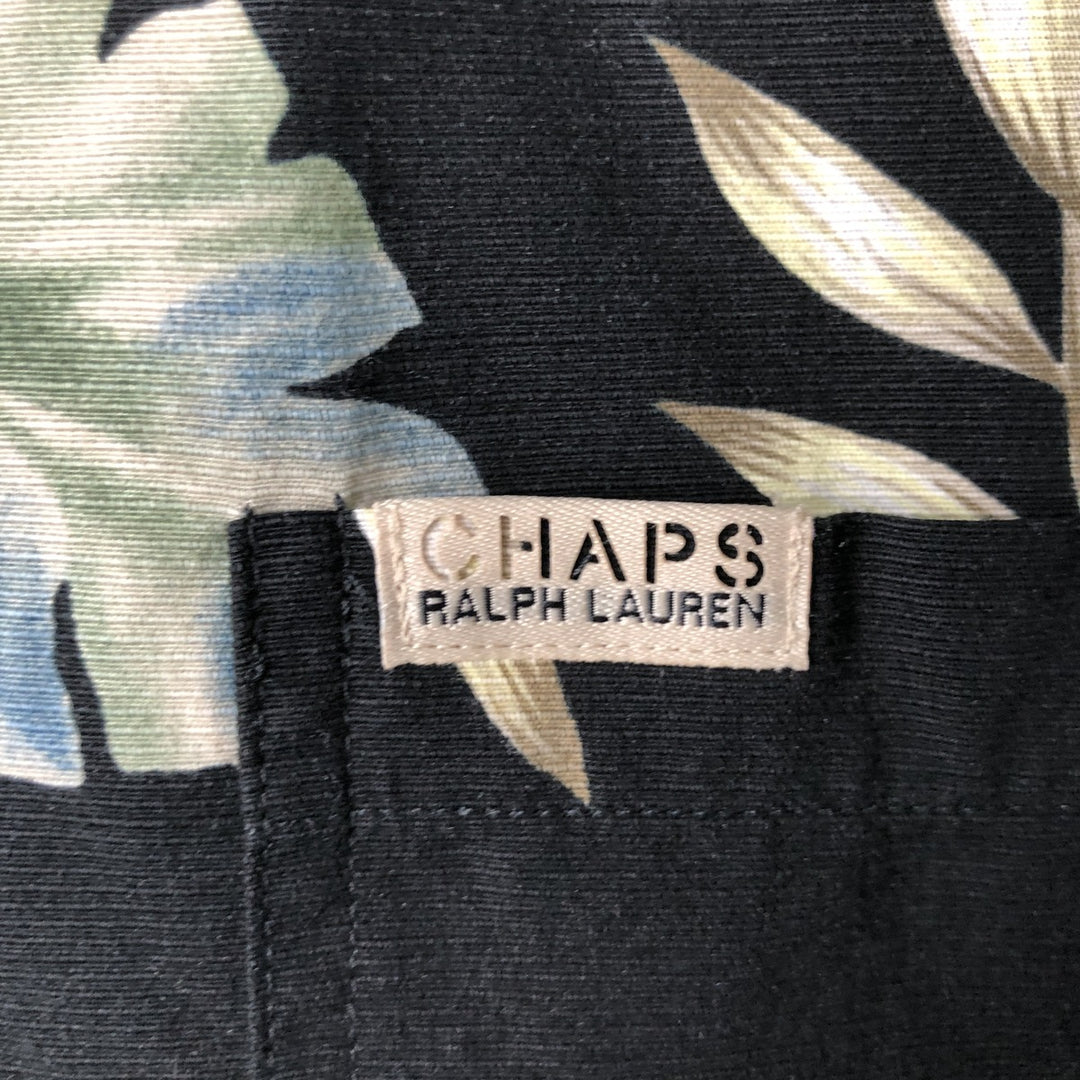 Ralph Lauren Chaps Botanical Pattern Open Collar Hawaiian Aloha Shirt, Box Shirt, Men's XXL cotton black type Vintage Second Hand