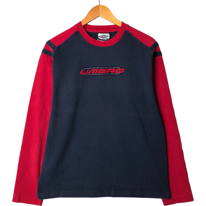 90s-00'S Umbro Long Sleeve T-Shirt, Men's Size Medium cotton navy blue type Vintage Second Hand