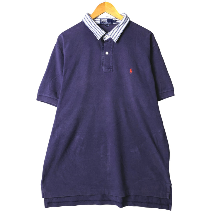 Ralph Lauren POLO by Ralph Lauren short sleeve polo shirt, men's XL size cotton blue type Vintage Second Hand