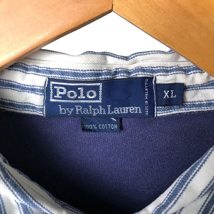 Ralph Lauren POLO by Ralph Lauren short sleeve polo shirt, men's XL size cotton blue type Vintage Second Hand