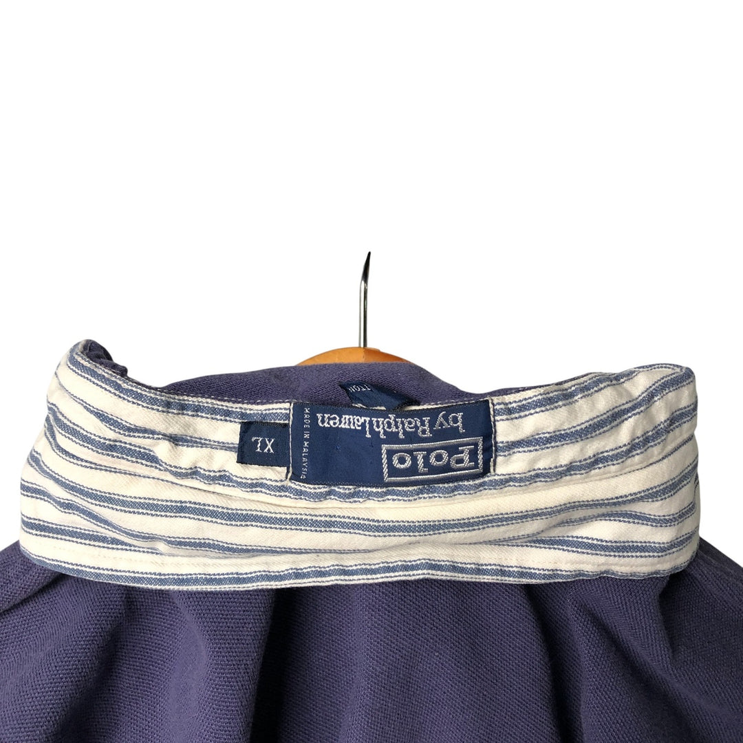 Ralph Lauren POLO by Ralph Lauren short sleeve polo shirt, men's XL size cotton blue type Vintage Second Hand