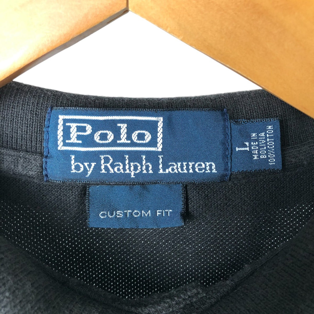 Ralph Lauren POLO by Ralph Lauren short sleeve polo shirt, men's size L cotton black type Vintage Second Hand